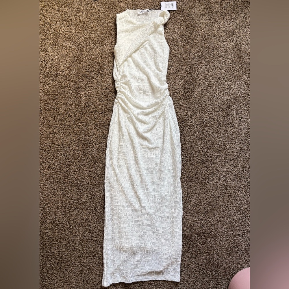 Showpo White Textured Midi Dress